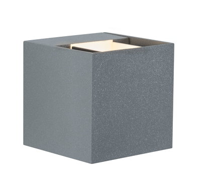 Applique murale extérieure carrée grise en métal avec LED intégrée pour éclairage moderne extérieur