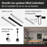 Guide étape par étape pour système d'éclairage URail avec spots et suspensions noirs et blancs dans salle à manger