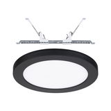 Round black LED recessed panel with white plastic diffuser for modern room lighting solutions