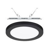 Rundes LED-Einbaupanel in Schwarz mit weißem Diffusor aus Kunststoff für moderne Raumbeleuchtung