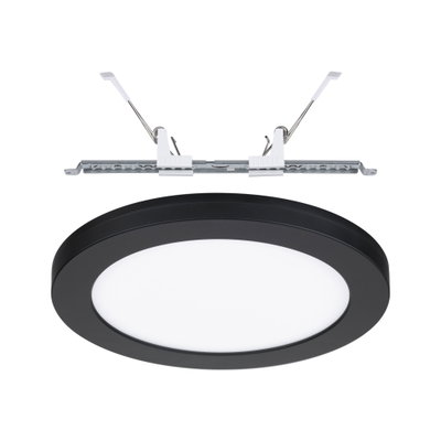 Rundes LED-Einbaupanel in Schwarz mit weißem Diffusor aus Kunststoff für moderne Raumbeleuchtung