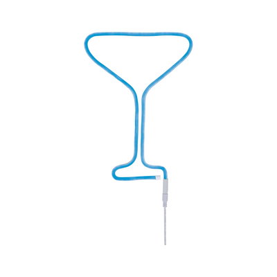 Blåt LED-neonlys formet som cocktailglas med fleksibelt materiale og strømkabel til dekoration