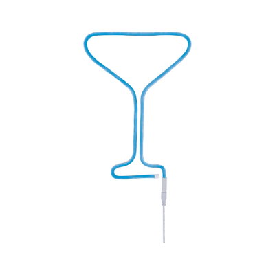 Blue LED neon light shaped like a cocktail glass with flexible material and power cable for decoration