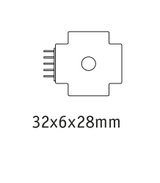 Technical drawing of an electrical component measuring 32x6x28 mm for LED lighting use