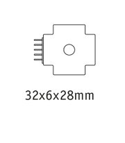 Technical drawing of an electrical component measuring 32x6x28 mm for LED lighting use