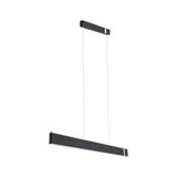 Moderne zwarte LED-hanglamp met stoffen bekleding en aluminium frame voor stijlvolle verlichting