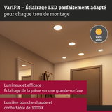 Éclairage LED VariFit encastré avec lumière blanc chaud 3000K pour une pièce lumineuse