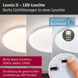 Leonis II LED-Deckenleuchte in Weiß mit einstellbarer Lichtfarbe 3000K bis 5700K für Badezimmer