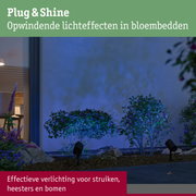 Plug & Shine buitenverlichting in blauw voor struiken en bomen, effectieve tuinverlichting