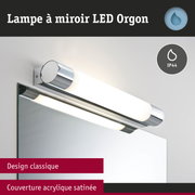Lampe à miroir LED Orgon design classique avec couverture acrylique satinée finition chrome