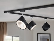 Schwarze LED-Deckenleuchte mit verstellbaren Spots aus Metall für modernes Wohnambiente