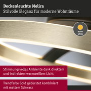 Deckenleuchte Melira in gebürstetem Gold mit mattem Schwarz und warmweißem Licht für moderne Räume