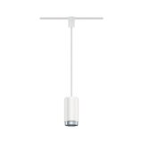 Suspension moderne en aluminium blanc avec bord argenté pour systèmes sur rail, compatible LED