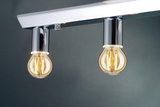Plafonnier moderne avec deux ampoules LED blanc chaud et boîtier en métal chromé pour intérieur
