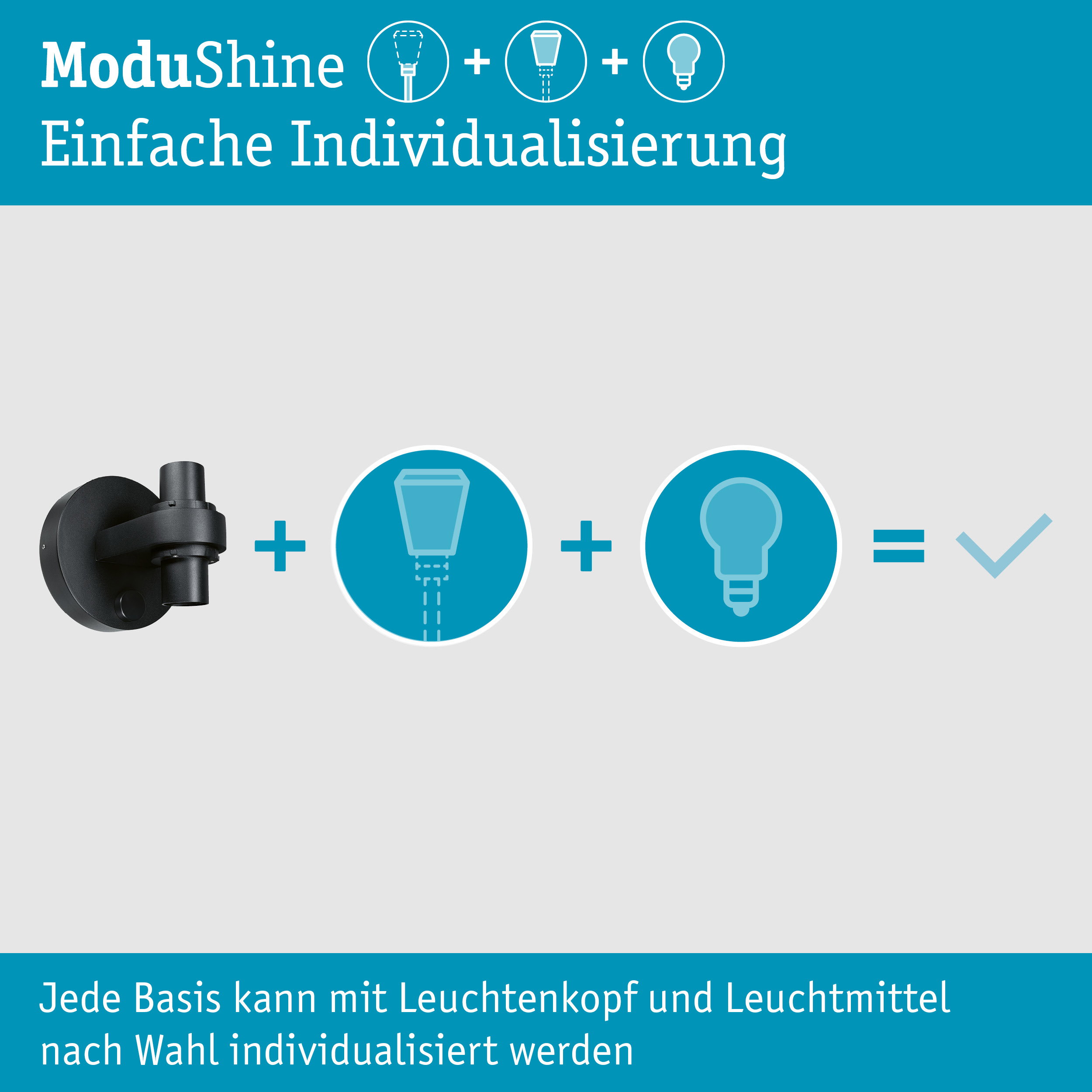 ModuShine Wandhalter Zweifacher Lichtaustritt IP44 rund Anthrazit