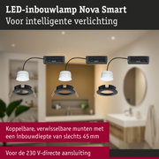 LED-inbouwlamp Nova Smart wit met zwarte rand voor slimme verlichting in huis