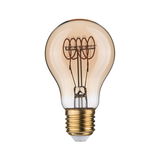 Vintage gloeilamp met gouden voet en zichtbaar filament voor decoratieve verlichting