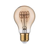 Vintage light bulb with gold base and visible filament for decorative lighting and ambiance