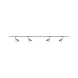 Moderner vierflammiger LED-Schienenstrahler in Silber aus Metall für flexible Raumbeleuchtung