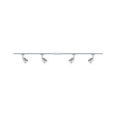 Moderner vierflammiger LED-Schienenstrahler in Silber aus Metall für flexible Raumbeleuchtung