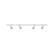 Four-light silver aluminium LED track with adjustable spotlights for versatile modern lighting