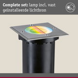 Vierkante inbouw grondspot van roestvrij staal met RGB LED en zwarte behuizing voor buitenverlichting