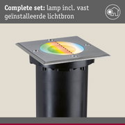 Vierkante inbouw grondspot van roestvrij staal met RGB LED en zwarte behuizing voor buitenverlichting