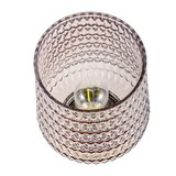 Ronde glazen plafondlamp met gestructureerd patroon in transparant roze en LED-lampje