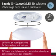 Plafonnier LED blanc Leonis II avec diffuseur en plastique satiné et résistance aux chocs IK03