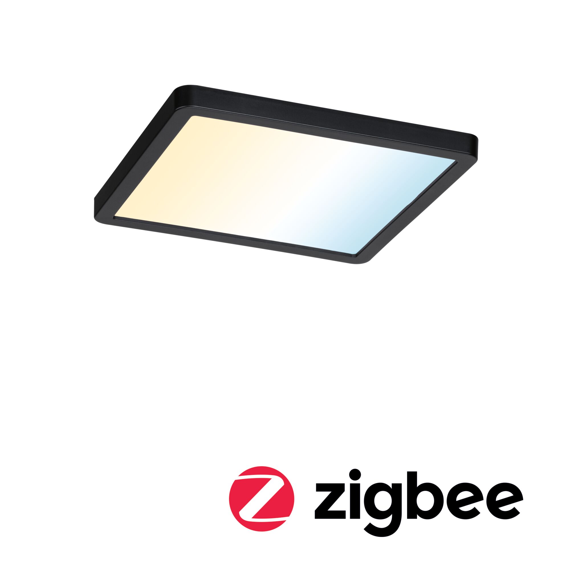Plafonnier LED carré noir avec réglage progressif de la température de couleur et fonction Zigbee