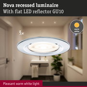 Nova recessed LED luminaire in white with flat reflector providing warm white light for rooms
