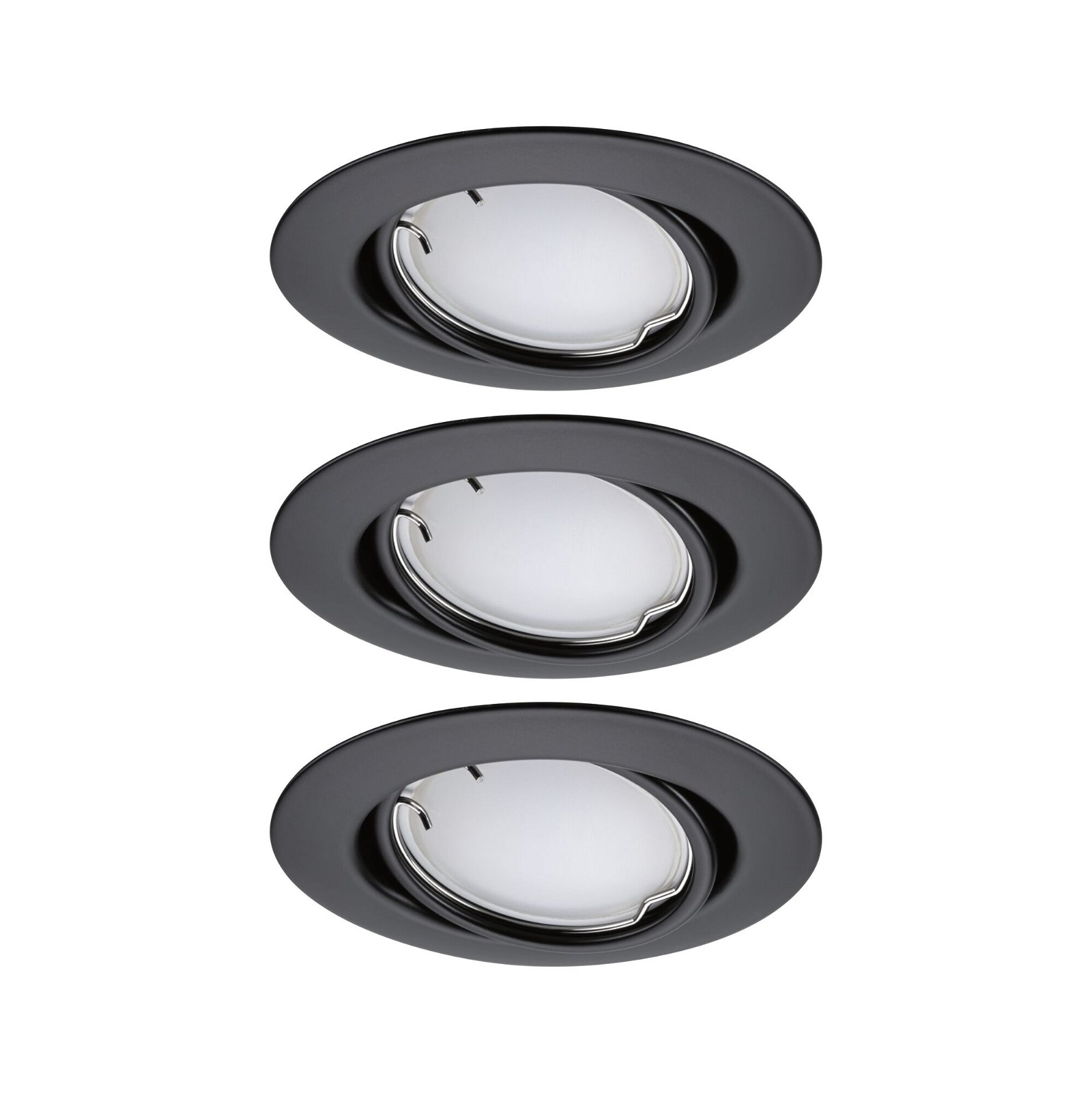 LED Recessed luminaire Smart Home Zigbee 3.0 Base Coin Basic Set Swivelling round 90mm 20° 3x4,9W 3x420lm 230V dimmable RGBW+ Black matt