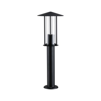 Modern black outdoor metal bollard light with clear glass for garden lighting