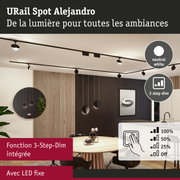 Système d'éclairage sur rail URail Spot Alejandro noir avec variateur 3 étapes et lumière blanc neutre dans salle à manger moderne