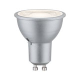 Silberne LED-Reflektorlampe mit GU10-Sockel und einstellbarer Farbtemperatur für Wohnraumbeleuchtung