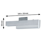 Silver metal LED wall light measuring 166 x 50 x 36 mm for modern indoor lighting solutions