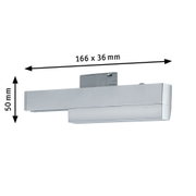 Moderner silberner LED-Wandleuchter aus Metall mit Abmessungen 166x36x50 mm für Innenbeleuchtung