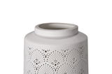 White ceramic lampshade with delicate perforated patterns for decorative LED lighting