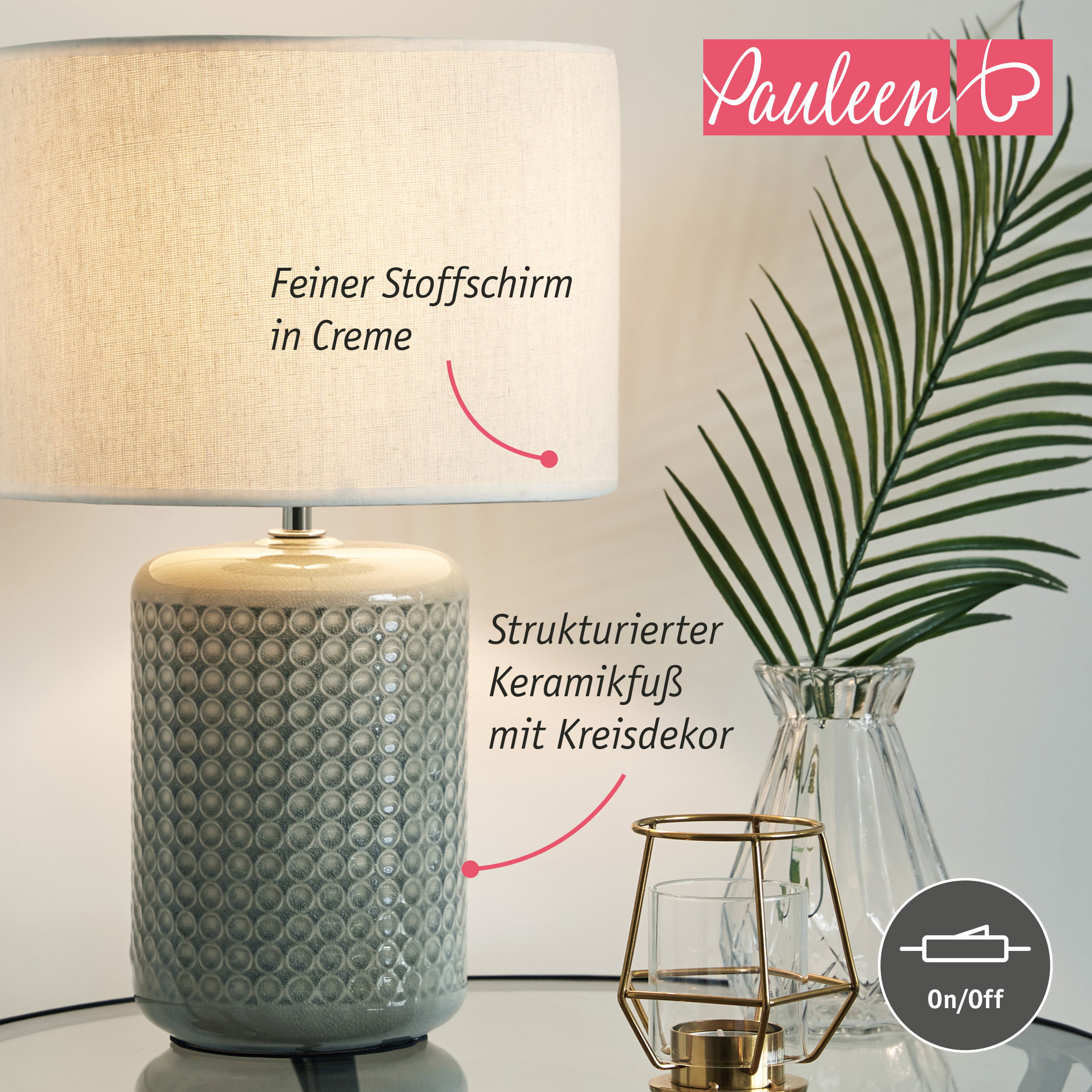 Paulmann Pauleen Tischleuchte Go for Glow E27 max. 20W Beige/Grau/Grün