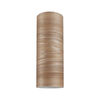 Plafonnier cylindrique beige effet bois avec grain naturel pour espaces de vie