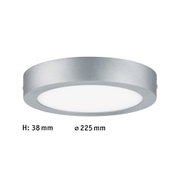 Rundes LED-Deckenlicht aus silbernem Aluminium mit 225 mm Durchmesser und 38 mm Höhe
