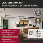 Zwarte URail Lightbar plafondlamp met 3-staps dimfunctie voor gelijkmatige basisverlichting