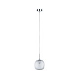 Pendant lamp with ribbed clear glass and chrome metal for modern interior lighting