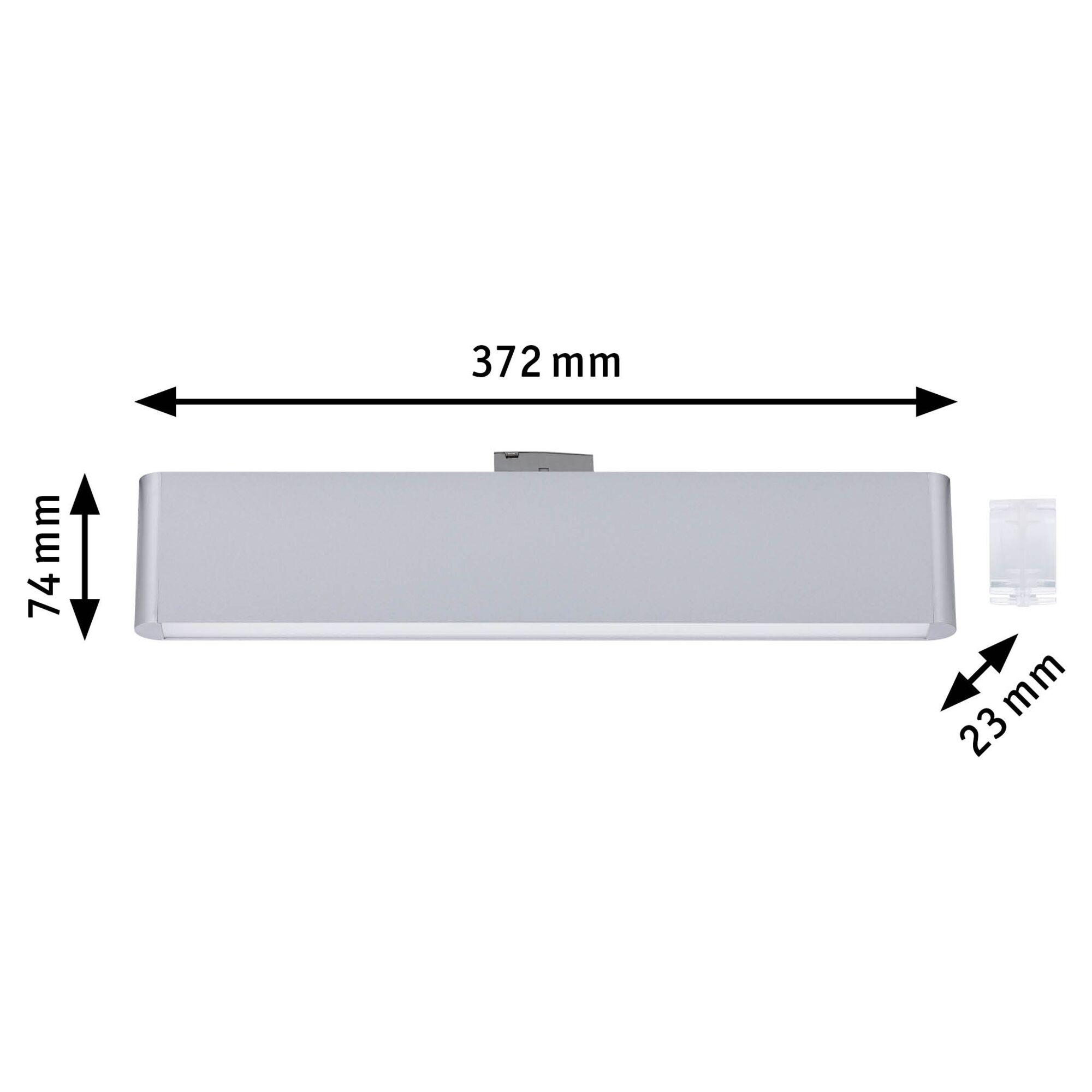 Rechteckige weiße LED-Leuchte aus Aluminium mit Maßen 372x74x23 mm für moderne Beleuchtung