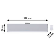 Rectangular white aluminium LED light measuring 372x74x23 mm for modern lighting solutions