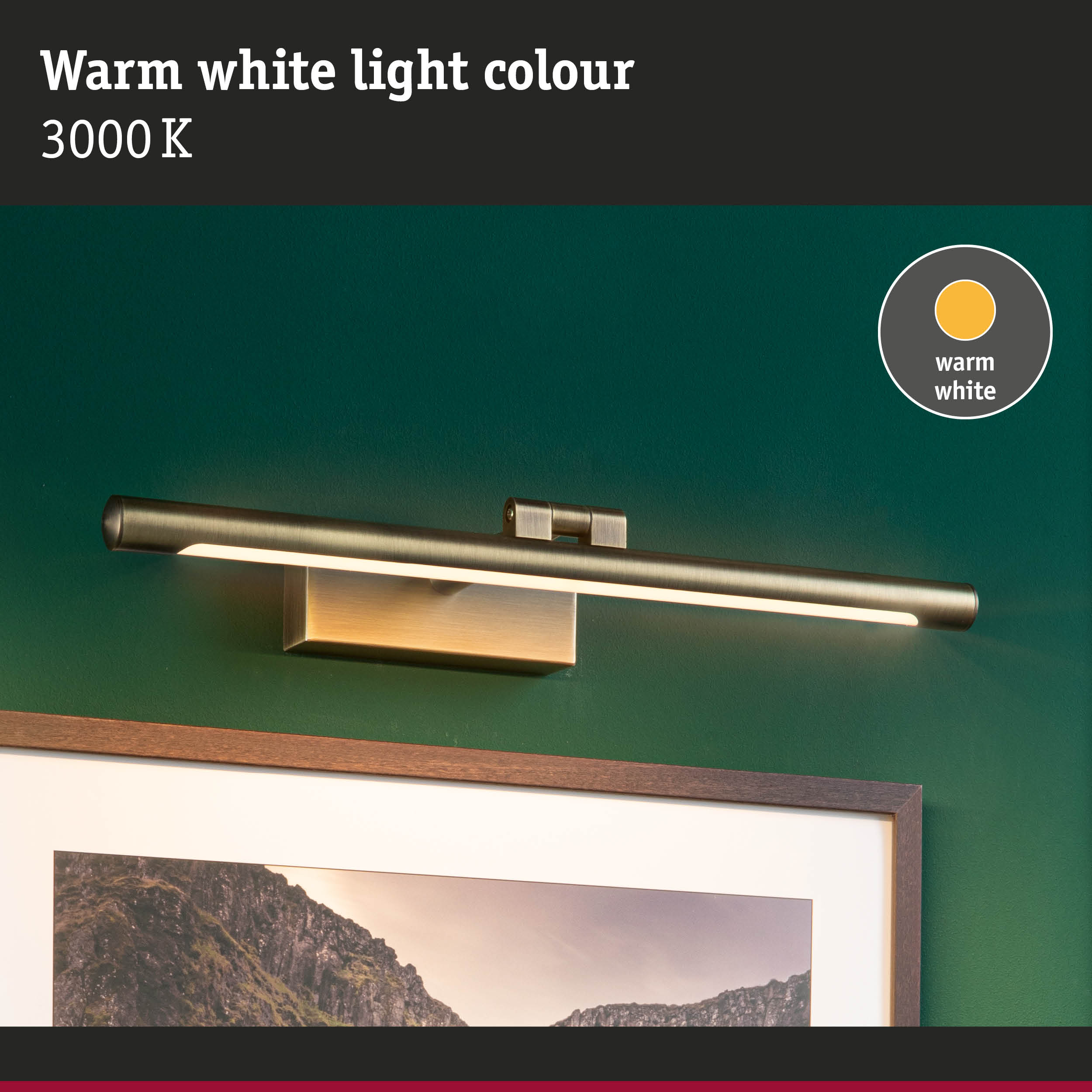 Wall light in brushed metal with warm white 3000K LED for cozy ambient lighting in interiors