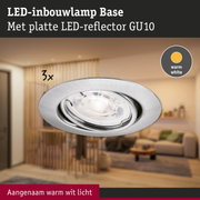 LED-inbouwlamp Base met platte LED-reflector GU10 in zilver voor warm wit licht