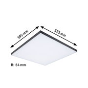 Square LED ceiling light with black frame measuring 595x595 mm for modern interior lighting