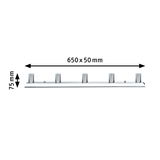 Chroomkleurige LED-balk met vijf lampfittingen, 650 x 75 mm, moderne verlichtingsoplossing