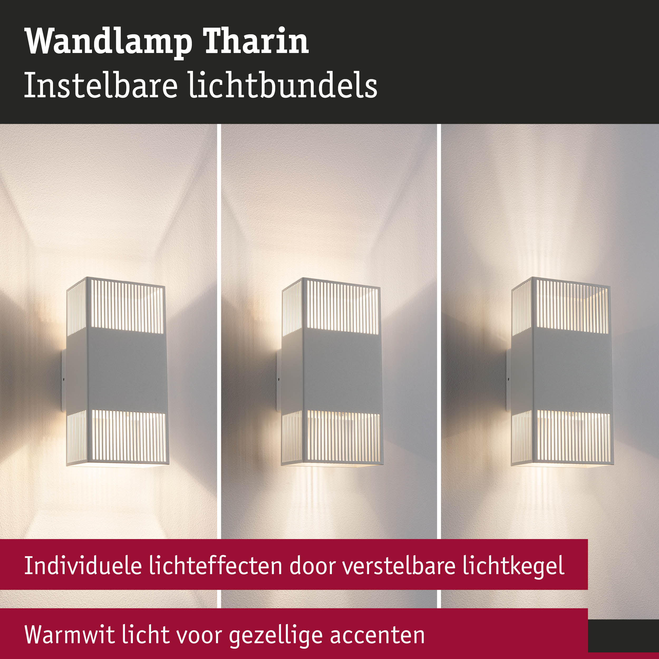 Witte metalen wandlamp Tharin met verstelbare lichtbundel en warmwit licht voor sfeervolle accenten